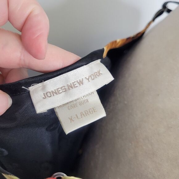 NEW VINTAGE 90s deadstock black dark floral nightgown and robe M - Picture 5 of 11